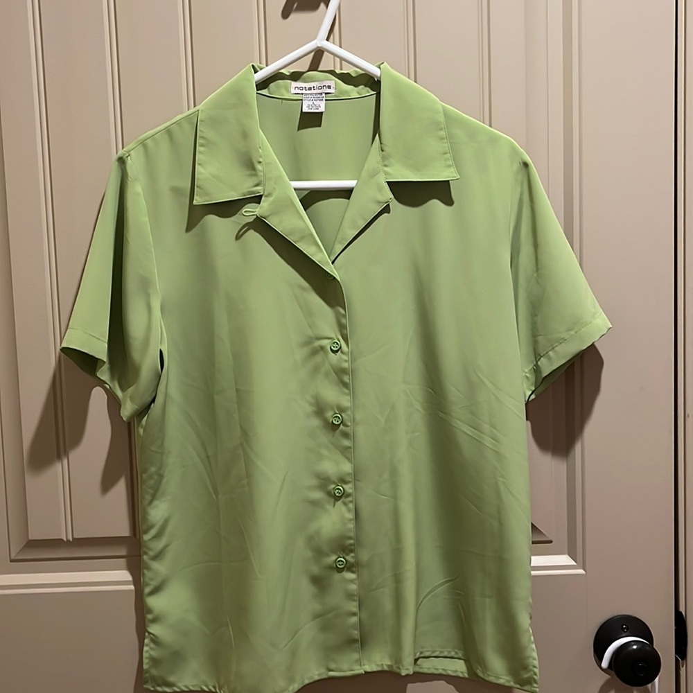 CLEAN Lime green button blouse